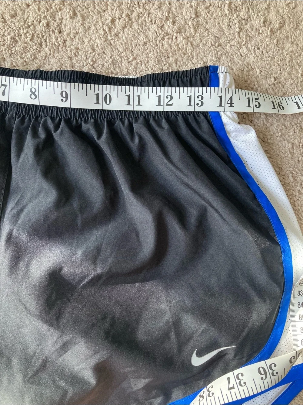 Nike Black Women's Athletic Shorts with Blue Trim